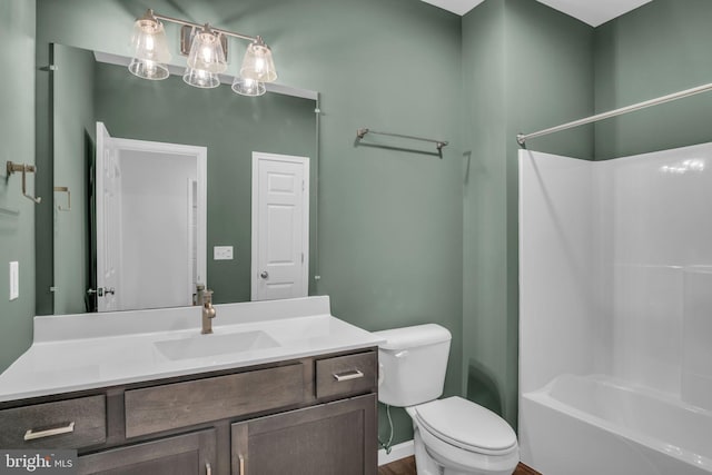 907 Shadowbrooke Dr, Dover, PA 17315 - full bathroom featuring toilet, baseboards, vanity, and shower / tub combination