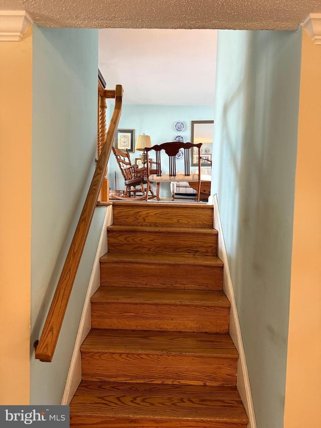 2703 Branch Pike, Cinnaminson, NJ 08077 - staircase with a textured ceiling and wood finished floors