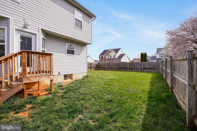 view of yard featuring a fenced backyard