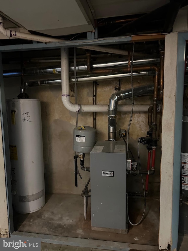 utility room with water heater
