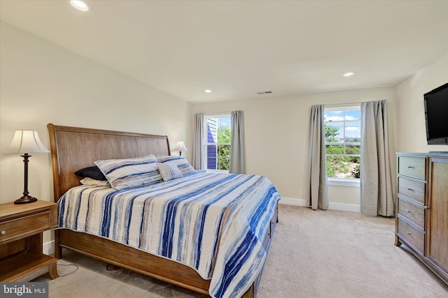 10031 Whitaker Way, Parkville, MD 21234 - bedroom with baseboards, light carpet, recessed lighting, and visible vents