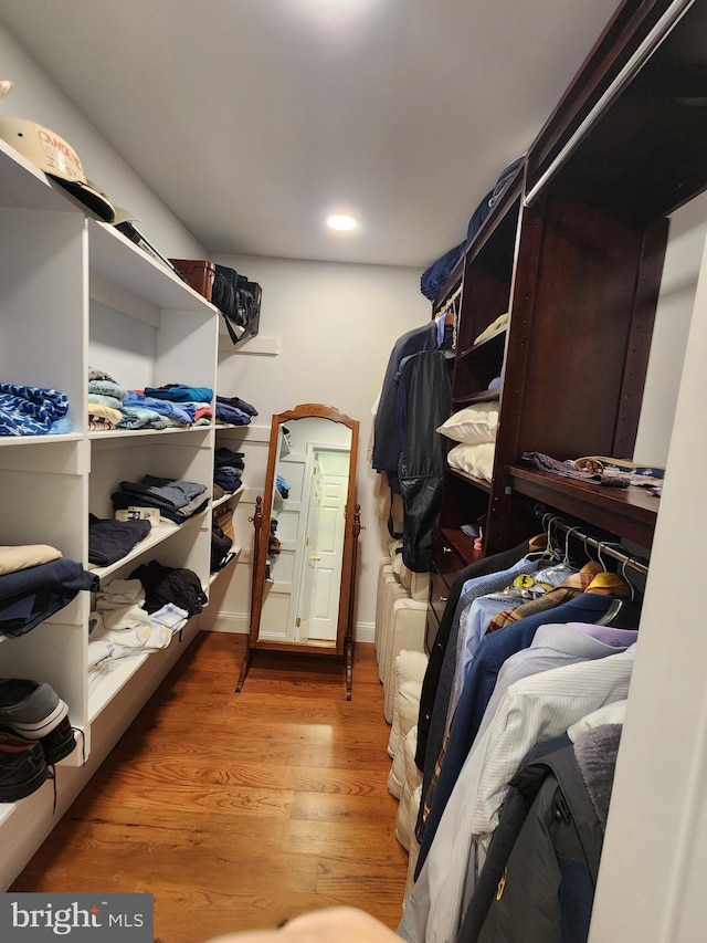 spacious closet featuring wood finished floors