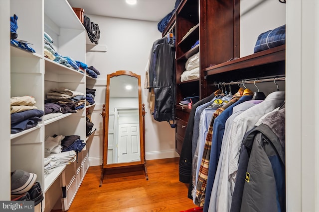 spacious closet with light wood-type flooring