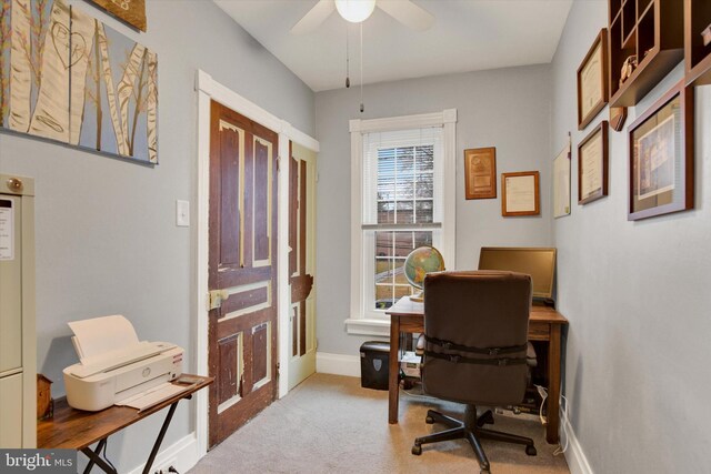 1205 Bridge St, New Cumberland, PA 17070 - carpeted office featuring a ceiling fan and baseboards