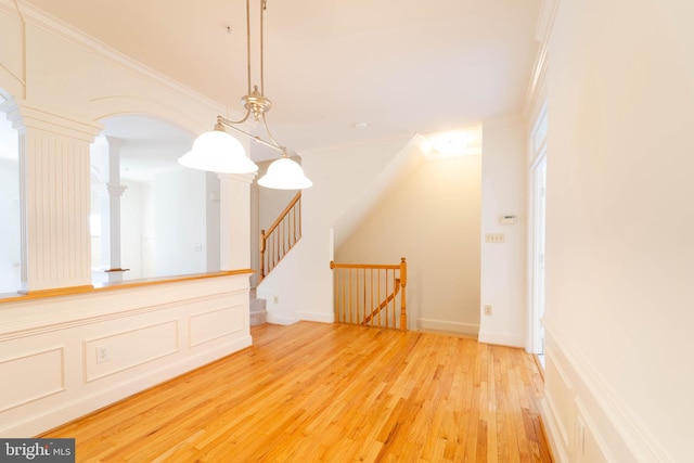 6038 Kelsey Ct, Falls Church, VA 22044 - interior space featuring decorative columns and light wood-style floors