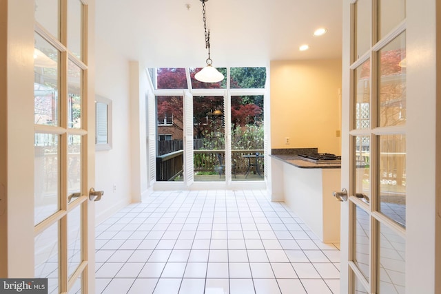 6038 Kelsey Ct, Falls Church, VA 22044 - unfurnished dining area featuring recessed lighting, french doors, and light tile patterned flooring