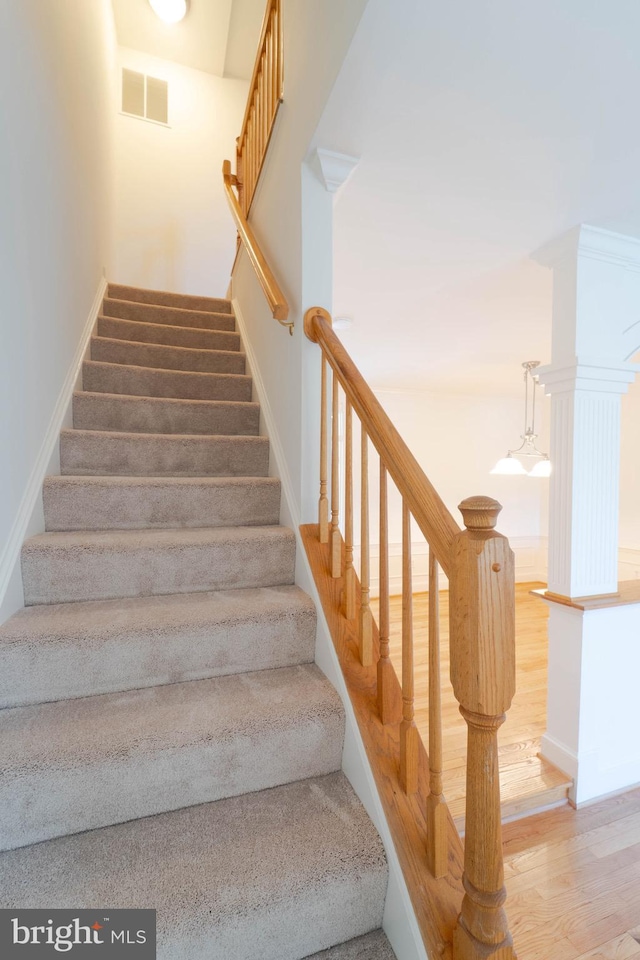 6038 Kelsey Ct, Falls Church, VA 22044 - stairs with wood finished floors and visible vents