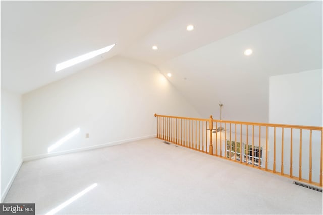 6038 Kelsey Ct, Falls Church, VA 22044 - bonus room featuring visible vents, baseboards, recessed lighting, lofted ceiling with skylight, and carpet flooring