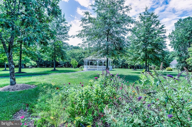 6 Finchley Ct, Southampton, NJ 08088 - view of grassy yard with a gazebo and view of wooded area