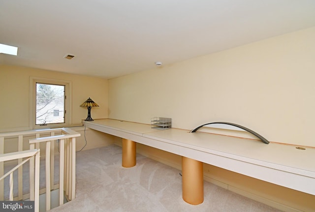 recreation room featuring carpet and visible vents