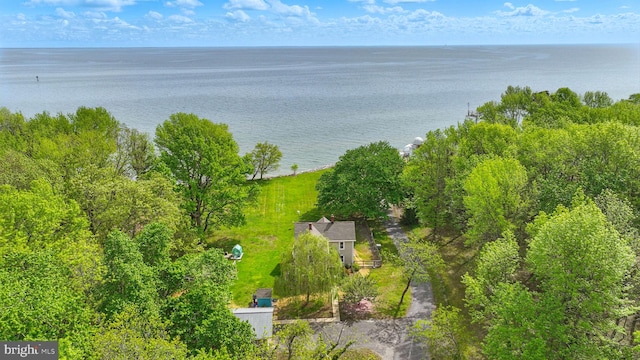 bird's eye view featuring a water view