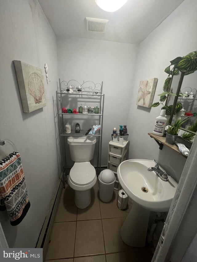 6700 Marsden St, Philadelphia, PA 19135 - half bath with toilet, tile patterned flooring, a sink, and visible vents