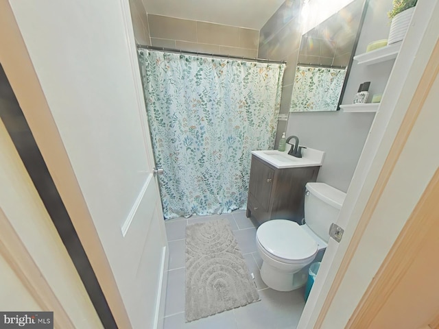 2710 N 47th St, Philadelphia, PA 19131 - bathroom with tile patterned flooring, toilet, vanity, and curtained shower