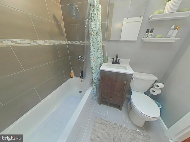 2710 N 47th St, Philadelphia, PA 19131 - bathroom with shower / bath combo, toilet, tile patterned floors, and vanity