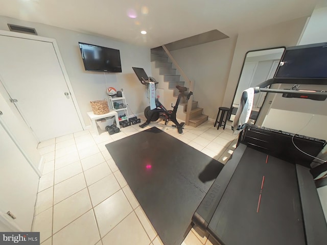 2710 N 47th St, Philadelphia, PA 19131 - exercise room with tile patterned flooring and recessed lighting