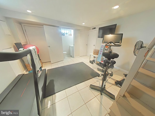2710 N 47th St, Philadelphia, PA 19131 - exercise room with light tile patterned floors and recessed lighting