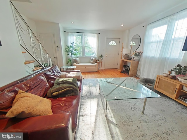 2710 N 47th St, Philadelphia, PA 19131 - living area featuring stairs and wood finished floors
