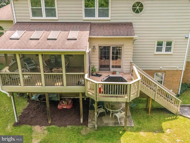 608 Silverstone Ct, Silver Spring, MD 20905 - rear view of property with a deck, stairway, and roof with shingles