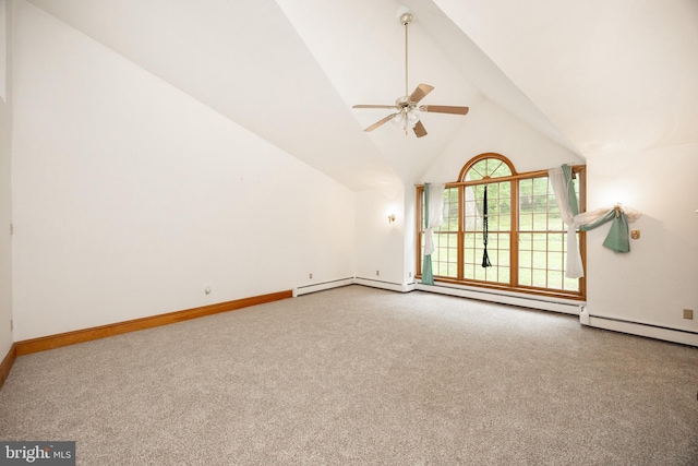 304 King Rd, West Chester, PA 19380 - carpeted spare room featuring baseboards, a ceiling fan, and high vaulted ceiling