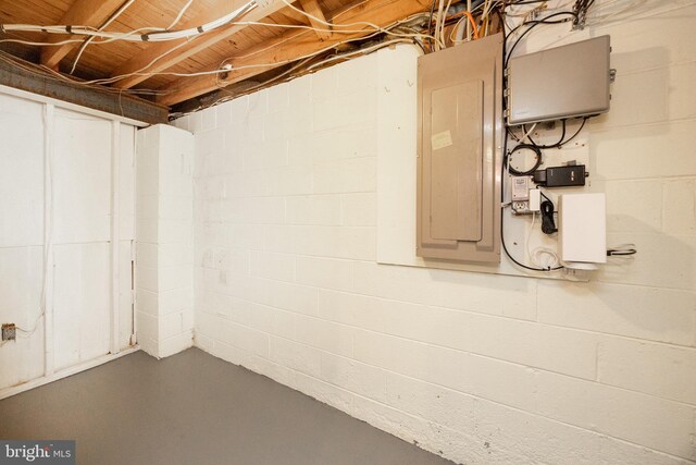 304 King Rd, West Chester, PA 19380 - unfinished below grade area with electric panel and concrete block wall