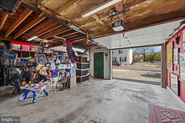 garage with a garage door opener