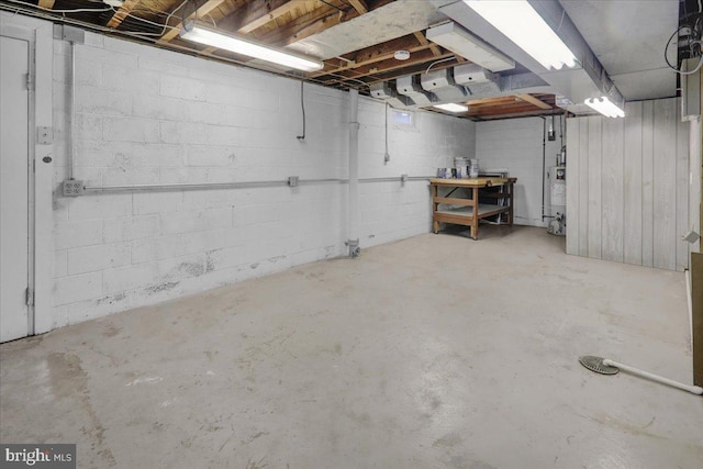 unfinished below grade area with gas water heater