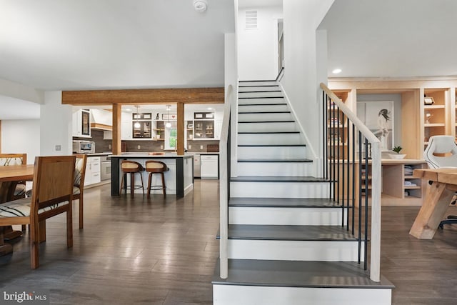 6750 Stonehurst Ct, Warrenton, VA 20187 - stairway featuring wood finished floors and recessed lighting