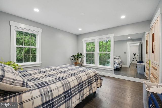 6750 Stonehurst Ct, Warrenton, VA 20187 - bedroom with recessed lighting, dark wood-style flooring, and baseboards