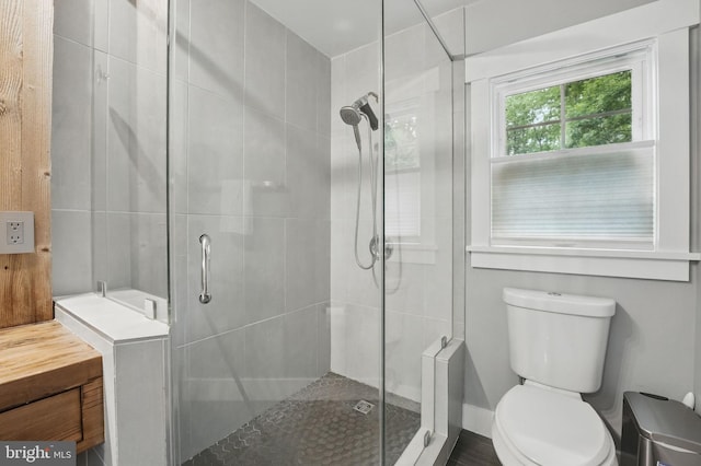 6750 Stonehurst Ct, Warrenton, VA 20187 - bathroom featuring toilet and a shower stall