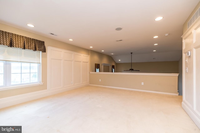 14 Komen Ct, Sellersville, PA 18960 - interior space featuring visible vents, recessed lighting, light colored carpet, and a ceiling fan