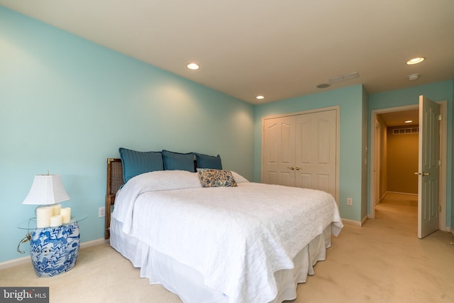 14 Komen Ct, Sellersville, PA 18960 - bedroom featuring a closet, visible vents, and light colored carpet
