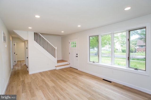 1102 Dolores Ln, Croydon, PA 19021 - entrance foyer with stairway, recessed lighting, light wood-style flooring, and baseboards