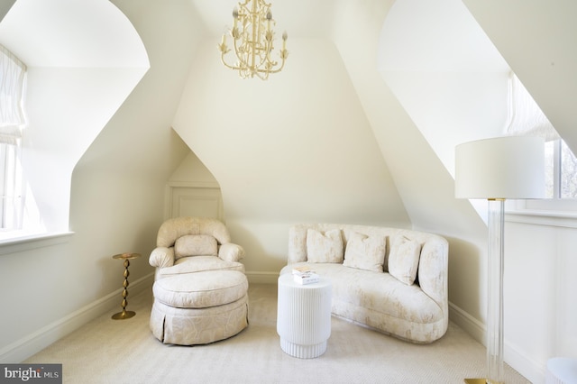 2838 Mcgill Ter NW, Washington, DC 20008 - sitting room featuring carpet flooring, healthy amount of natural light, and lofted ceiling
