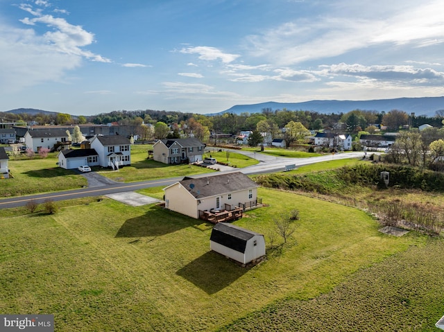 bird's eye view with a mountain view and a residential view