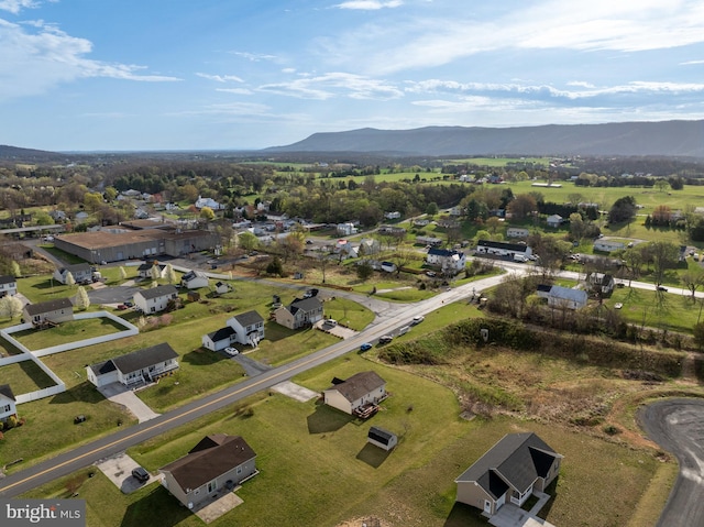 bird's eye view with a mountain view