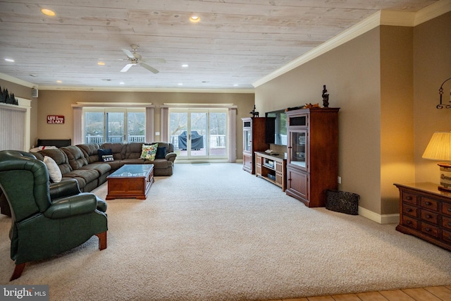 1909 Marsh Hill Rd, Mc Henry, MD 21541 - living area with carpet floors, ornamental molding, and a ceiling fan
