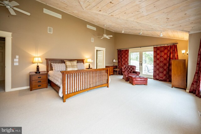 1909 Marsh Hill Rd, Mc Henry, MD 21541 - carpeted bedroom with wood ceiling, baseboards, access to outside, and visible vents