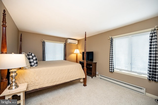 1909 Marsh Hill Rd, Mc Henry, MD 21541 - bedroom with a wall mounted air conditioner, a baseboard heating unit, and carpet