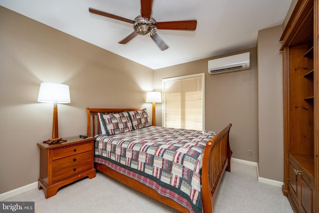 1909 Marsh Hill Rd, Mc Henry, MD 21541 - bedroom with a wall mounted air conditioner, ceiling fan, baseboards, and light carpet