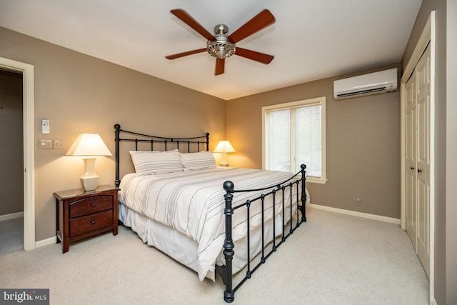 1909 Marsh Hill Rd, Mc Henry, MD 21541 - bedroom with a wall unit AC, baseboards, light colored carpet, and a closet