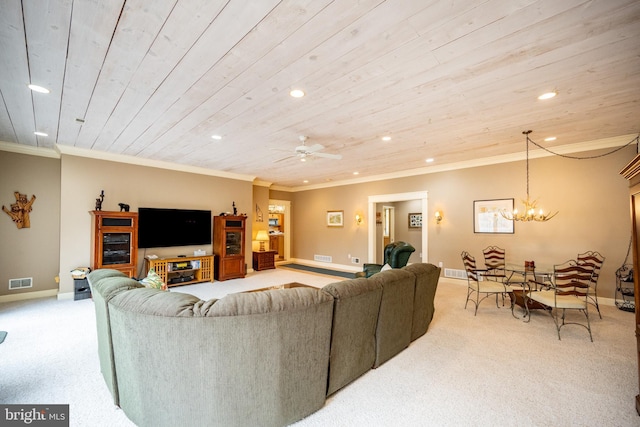 1909 Marsh Hill Rd, Mc Henry, MD 21541 - living room with ornamental molding, visible vents, and carpet