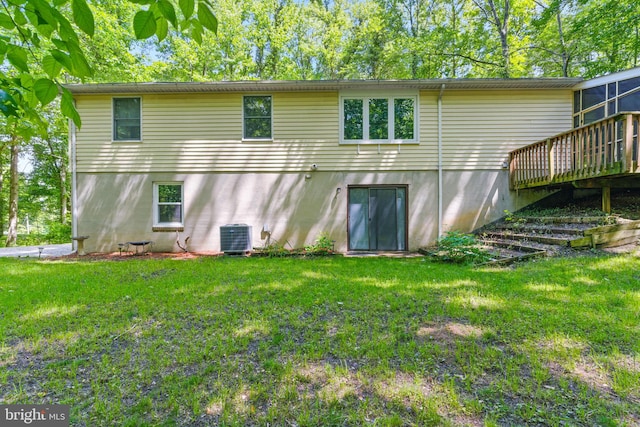 7000 Burch Hill Rd, Brandywine, MD 20613 - back of house featuring a lawn, a deck, and cooling unit