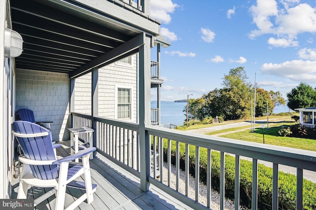 balcony with a water view