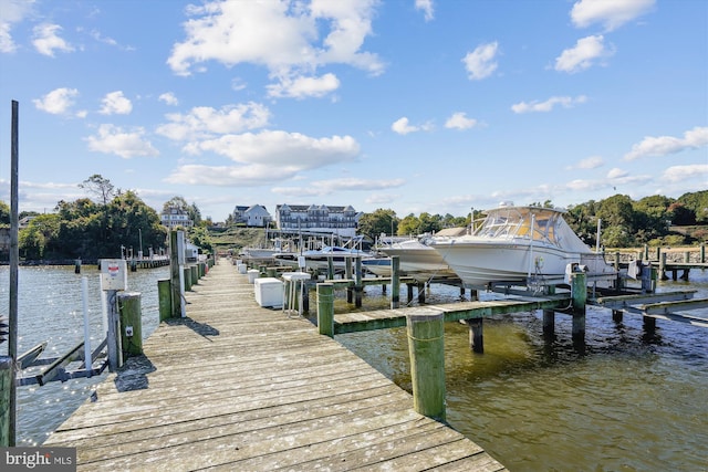 dock area featuring a water view and boat lift