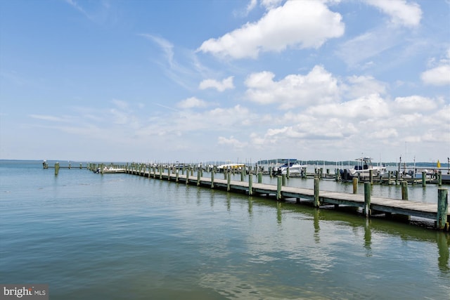 view of dock featuring a water view