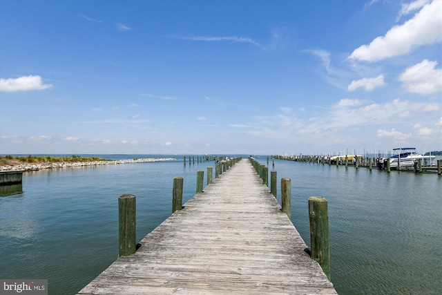 view of dock featuring a water view