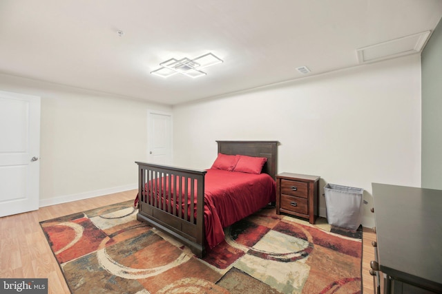 2101 Gails Ln, Mount Airy, MD 21771 - bedroom featuring baseboards, attic access, and wood finished floors