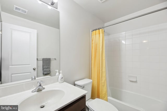 2101 Gails Ln, Mount Airy, MD 21771 - bathroom with vanity, visible vents, toilet, and shower / bath combo with shower curtain