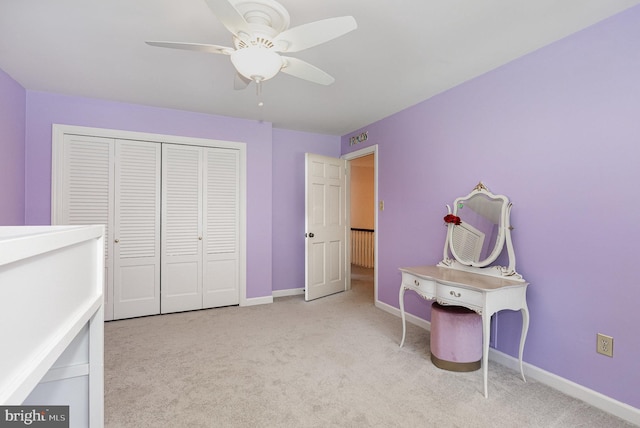 4300 Valleyview Rd, Harrisburg, PA 17112 - bedroom featuring carpet flooring, a closet, baseboards, and ceiling fan
