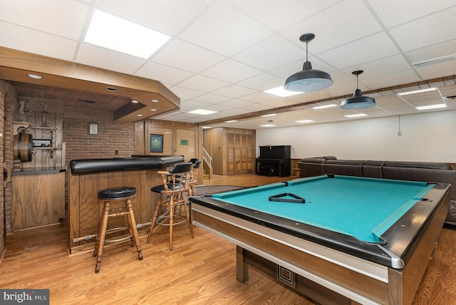 4300 Valleyview Rd, Harrisburg, PA 17112 - recreation room featuring wood finished floors, bar area, pool table, and a drop ceiling